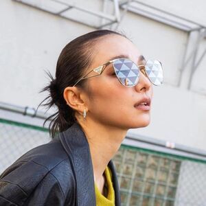 NEW Prada PR50ZS ZVN04T Gold Brown Tampo Silver Cat Eye Woman Sunglasses